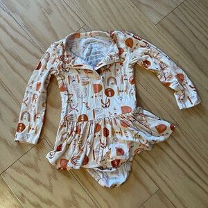 Posh Peanut - Alphabet Medley Print - Bamboo Baby Dress with bodysuit